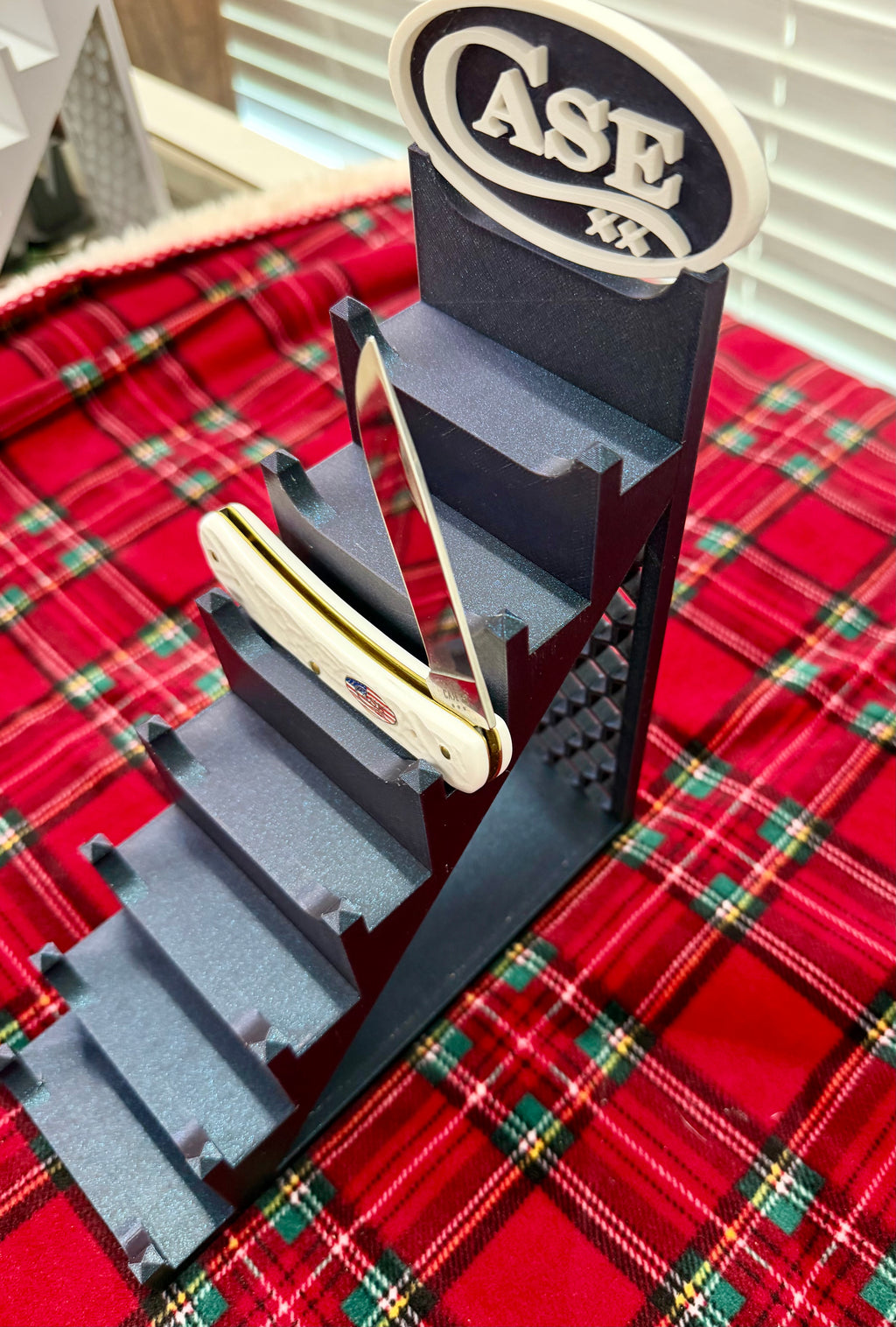 Case XX 7-Tier Knife Display Tower 3D Printed Collector Stand Titanium with White