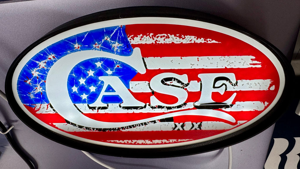 Limited Run Case XX American Flag Light Box – 3D Printed LED Knife Display Sign (10x6x1 1/2)