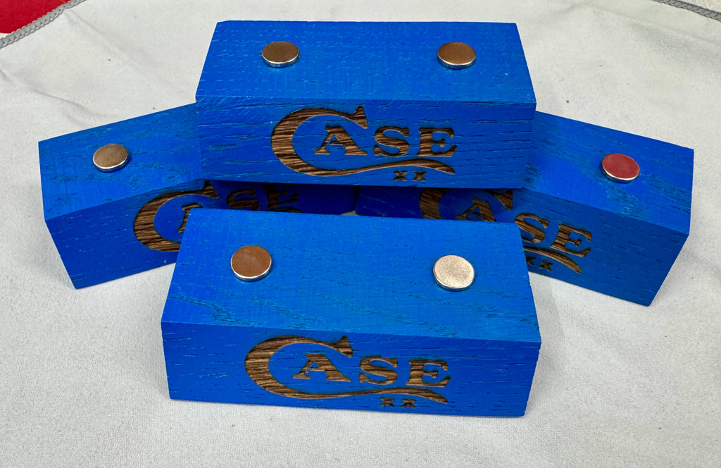 Handmade Case XX Blue Oak Wood Knife Display Stand - Set of 4