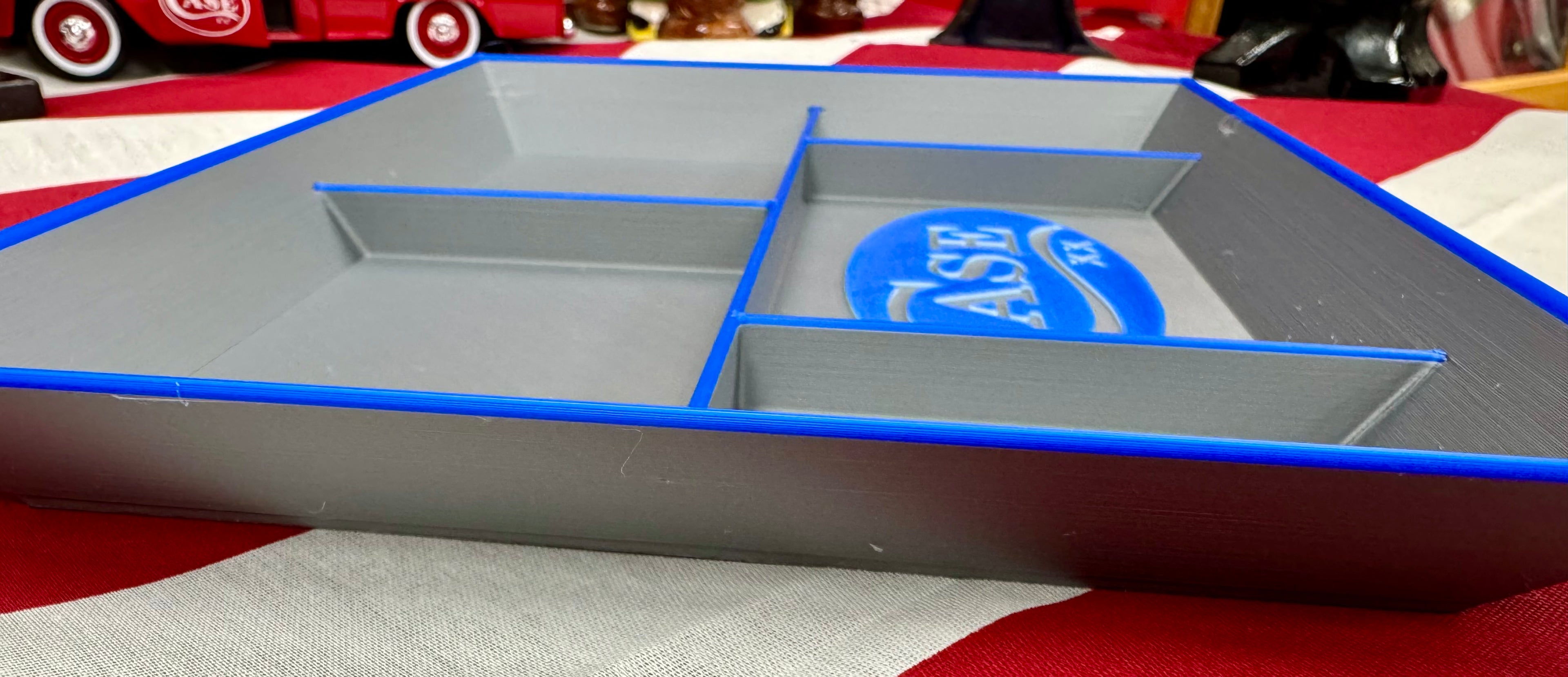 Blue & Gray Case XX EDC Pocket Dump Tray – 3D Printed Organizer | Knife Collector Catch-All Tray (8” x 10”)