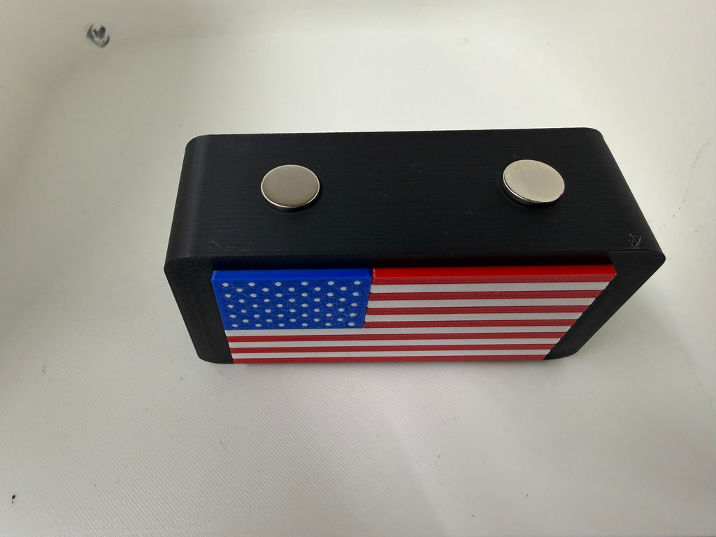 American Flag Magnetic Pocket Knife Display Block – 3D Printed in Black