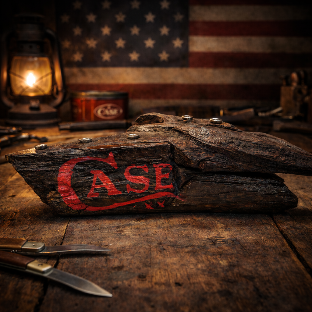 Alabama Driftwood Case XX Knife Display – Handcrafted Magnetic Collector Stand