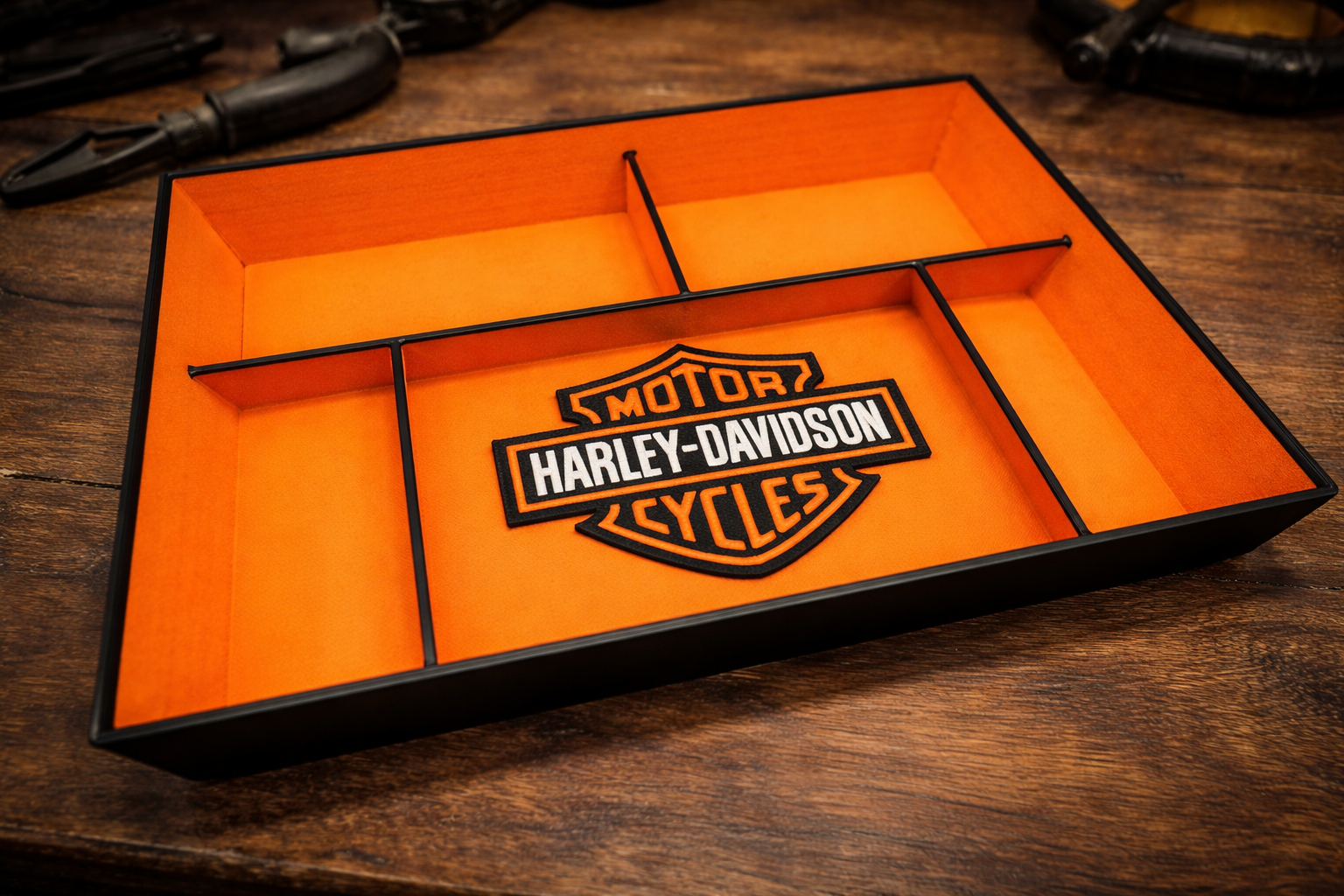 Harley-Davidson EDC Dump Tray – 3D Printed Organizer | 10” x 8” Garage-Style Catch-All