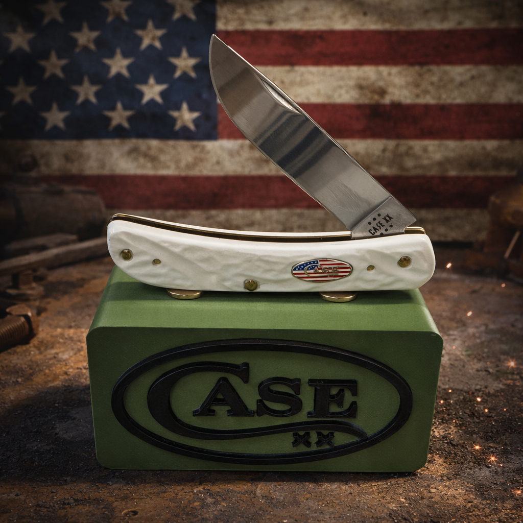 OD Green Magnetic Knife Display Stand – Case XX Style Logo | 3D Printed EDC Holder (4x2x2)