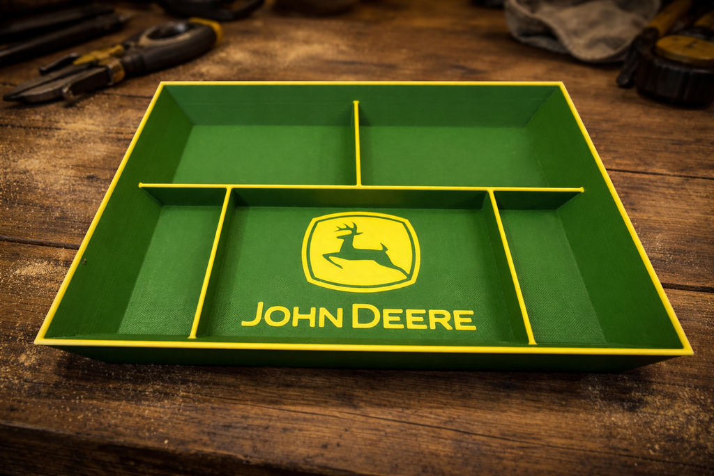 John Deere EDC Dump Tray – Green & Yellow 3D Printed Organizer | 10” x 8” Farmhouse Catch-All