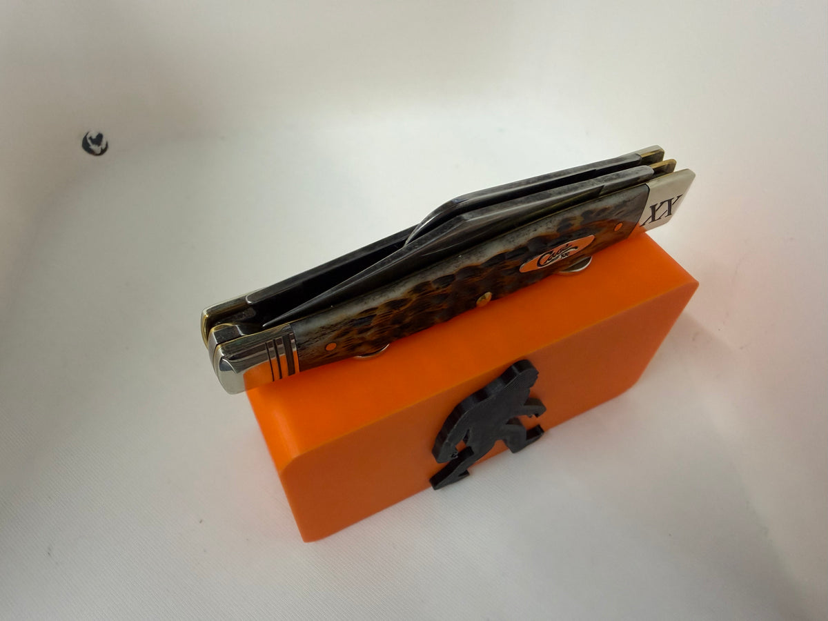 Bigfoot Sasquatch Magnetic Knife Display Block Premium 3D Printed Collector Stand Black & Orange