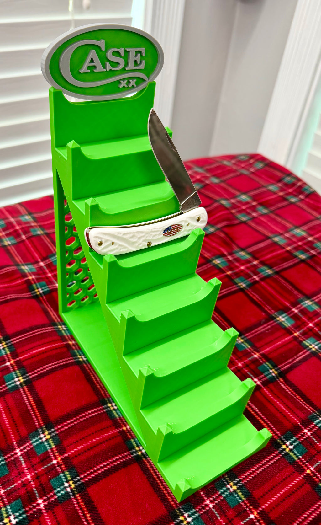 Case XX 7-Tier Knife Display Tower 3D Printed Collector Stand Green with Gray