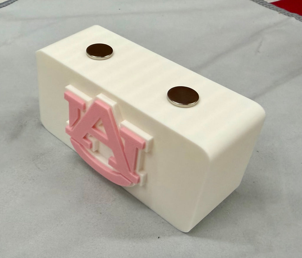 Auburn Tigers Knife Display In White & Pink Magnetic 3D Printed Stand (4” x 2”)