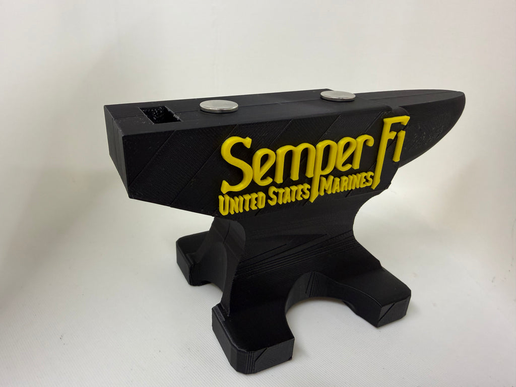 Semper Fi US Marines Anvil Magnetic Pocket Knife Display – 3D Printed