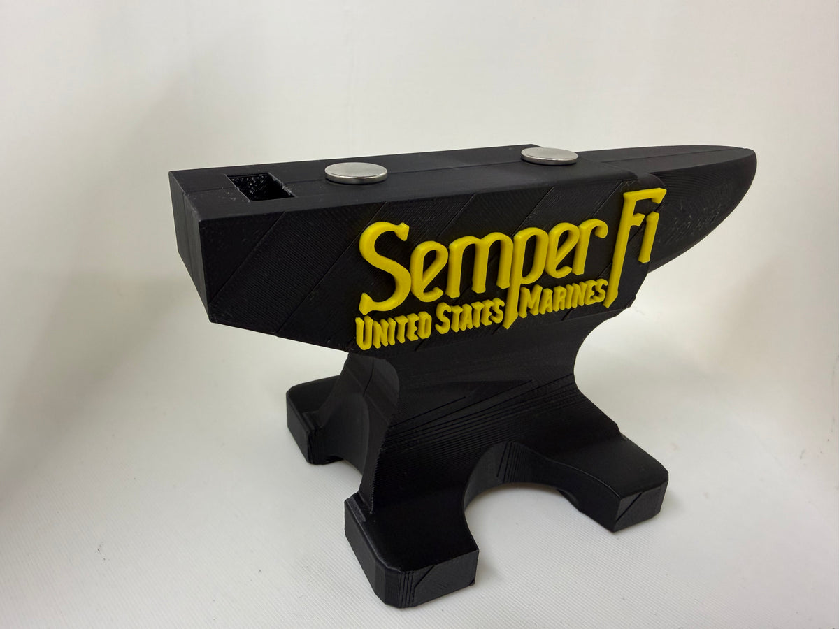 Semper Fi US Marines Anvil Magnetic Pocket Knife Display – 3D Printed