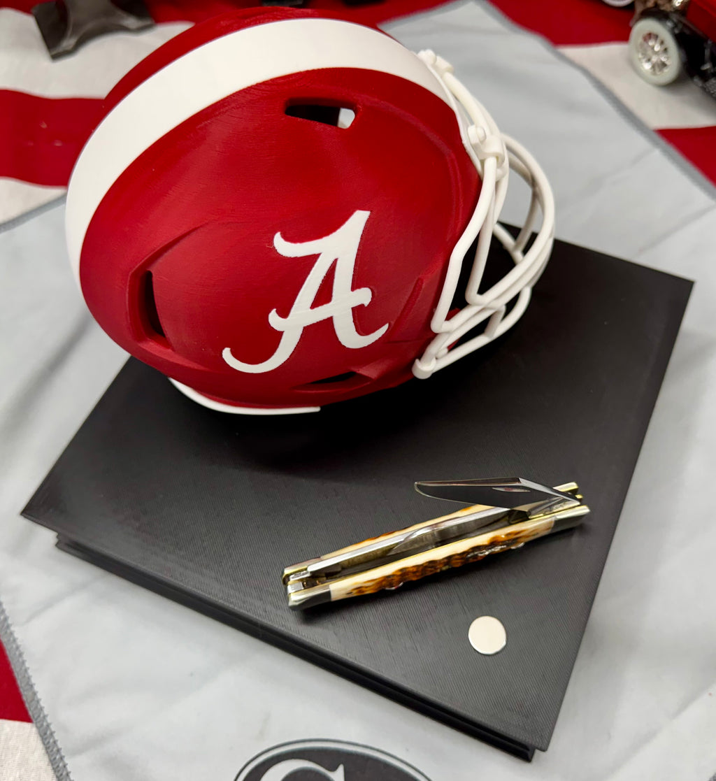 Alabama Crimson Tide Helmet Knife Display – 3D Printed Magnetic Collector Stand (8” x 8”)