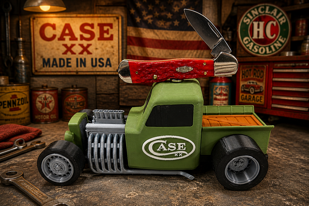 CASE XX OD Green Hot Rod Knife Display – 3D Printed Magnetic Collector Stand (Knife Not Included)