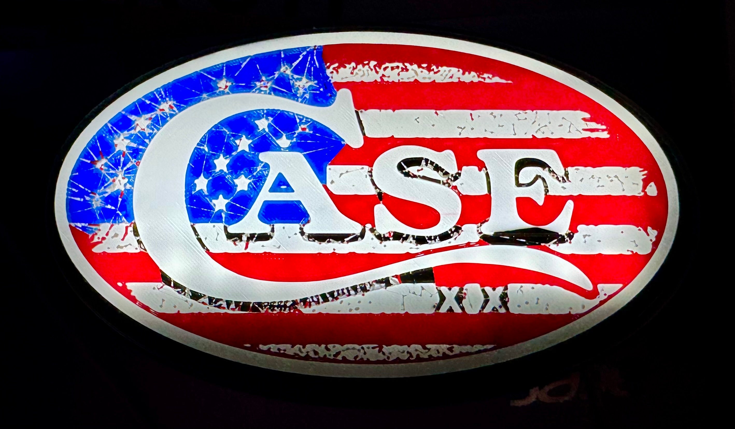 Limited Run Case XX American Flag Light Box – 3D Printed LED Knife Display Sign (10x6x1 1/2)
