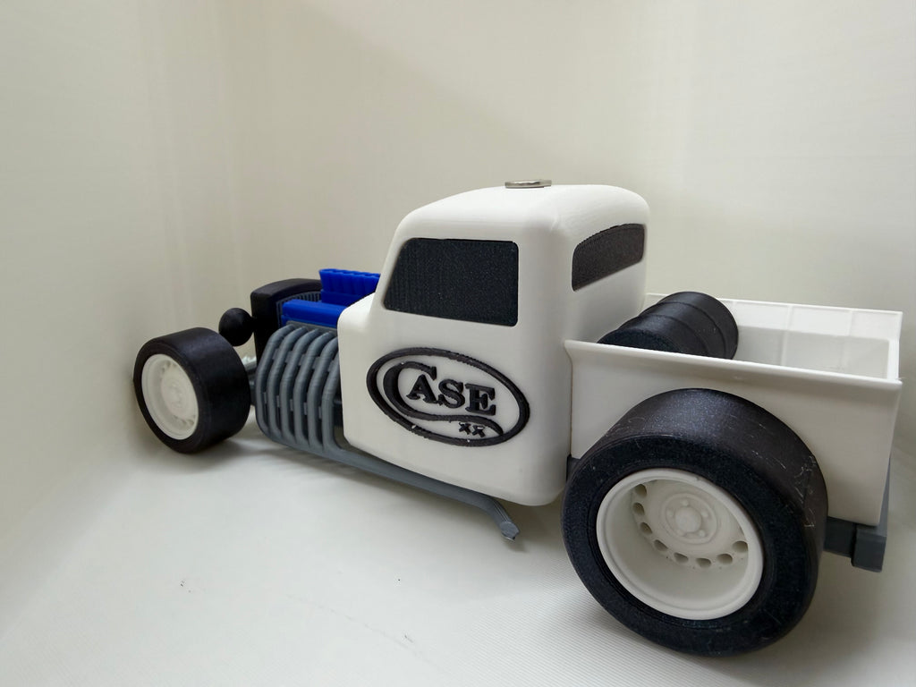 Case XX Hot Rod 3D Printed Pocket Knife Display – White, Black & Blue Magnetic Collector Stand