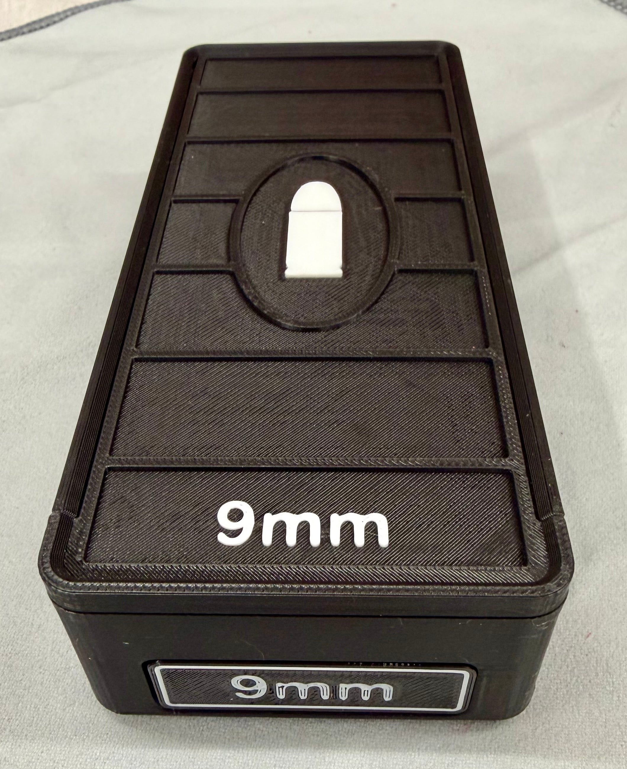 52 Round 9mm Ammo Box In Black & White 3D Printed Sliding Lock Case