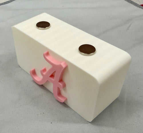 Alabama Crimson Tide Knife Display In White & Pink Magnetic 3D Printed Stand (4” x 2”)