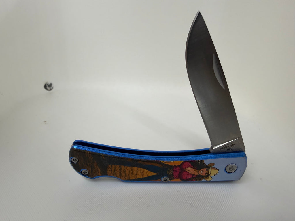 Bear & Son Farmhand “Cowgirl” Knife – Full-Color Western Artwork Made in USA