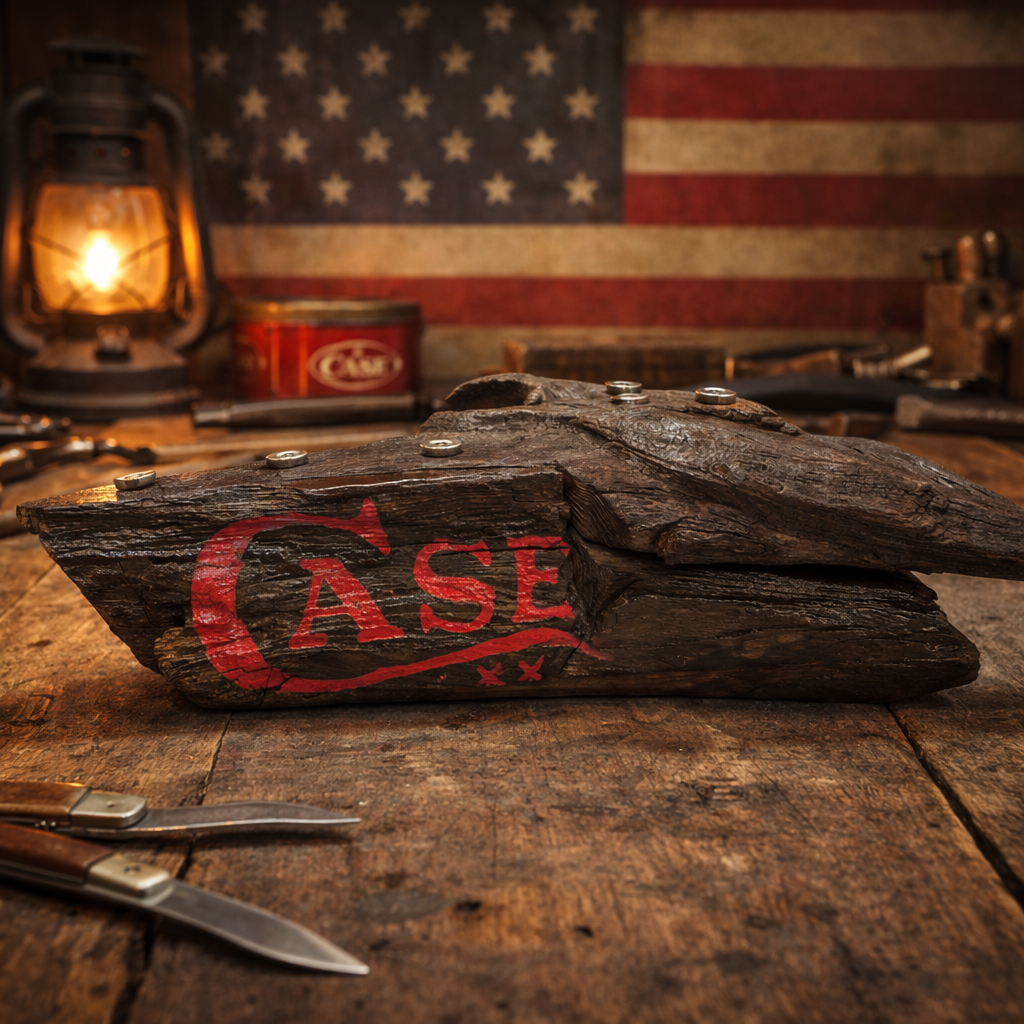 Alabama Driftwood Case XX Knife Display – Handcrafted Magnetic Collector Stand