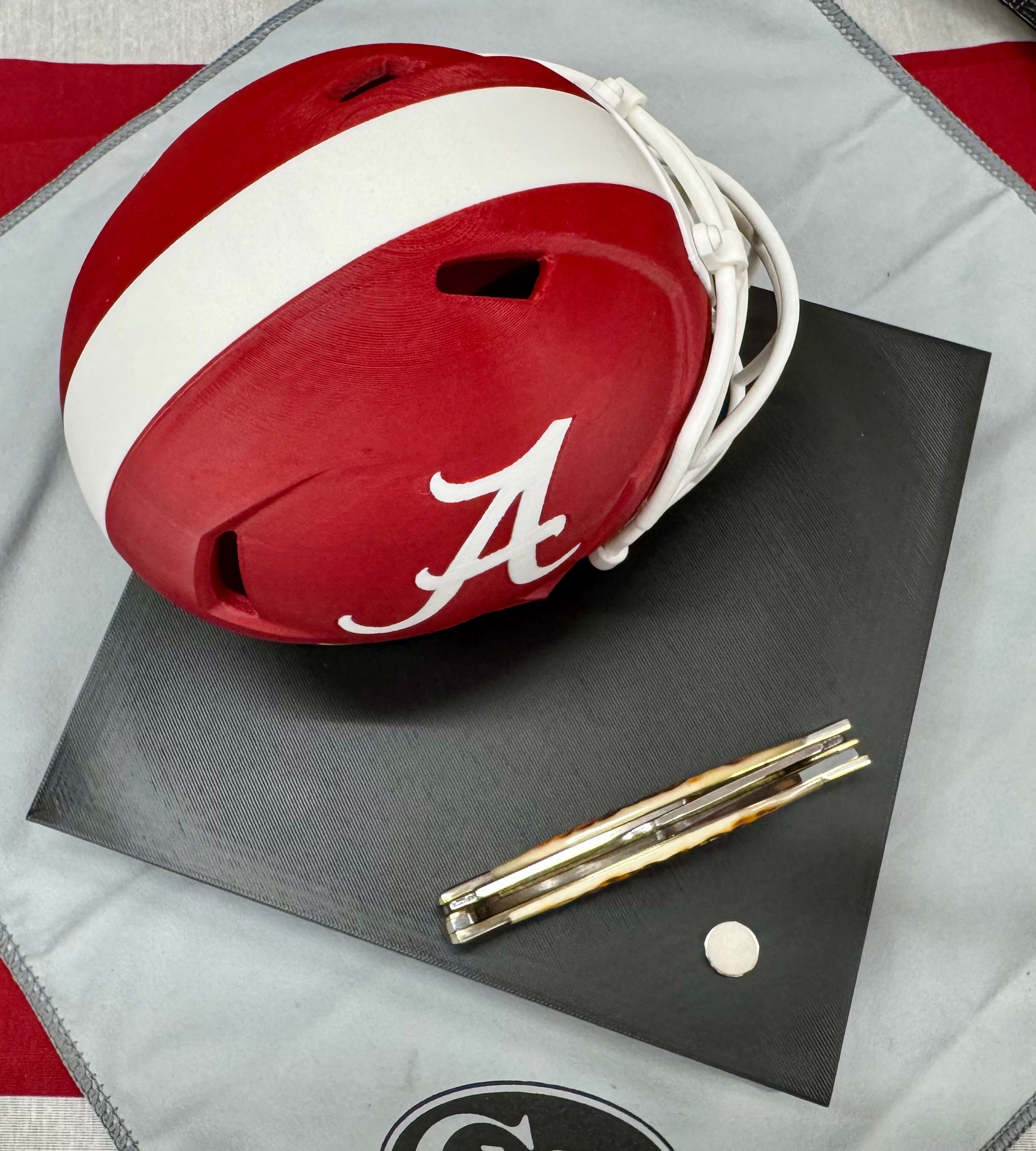 Alabama Crimson Tide Helmet Knife Display – 3D Printed Magnetic Collector Stand (8” x 8”)