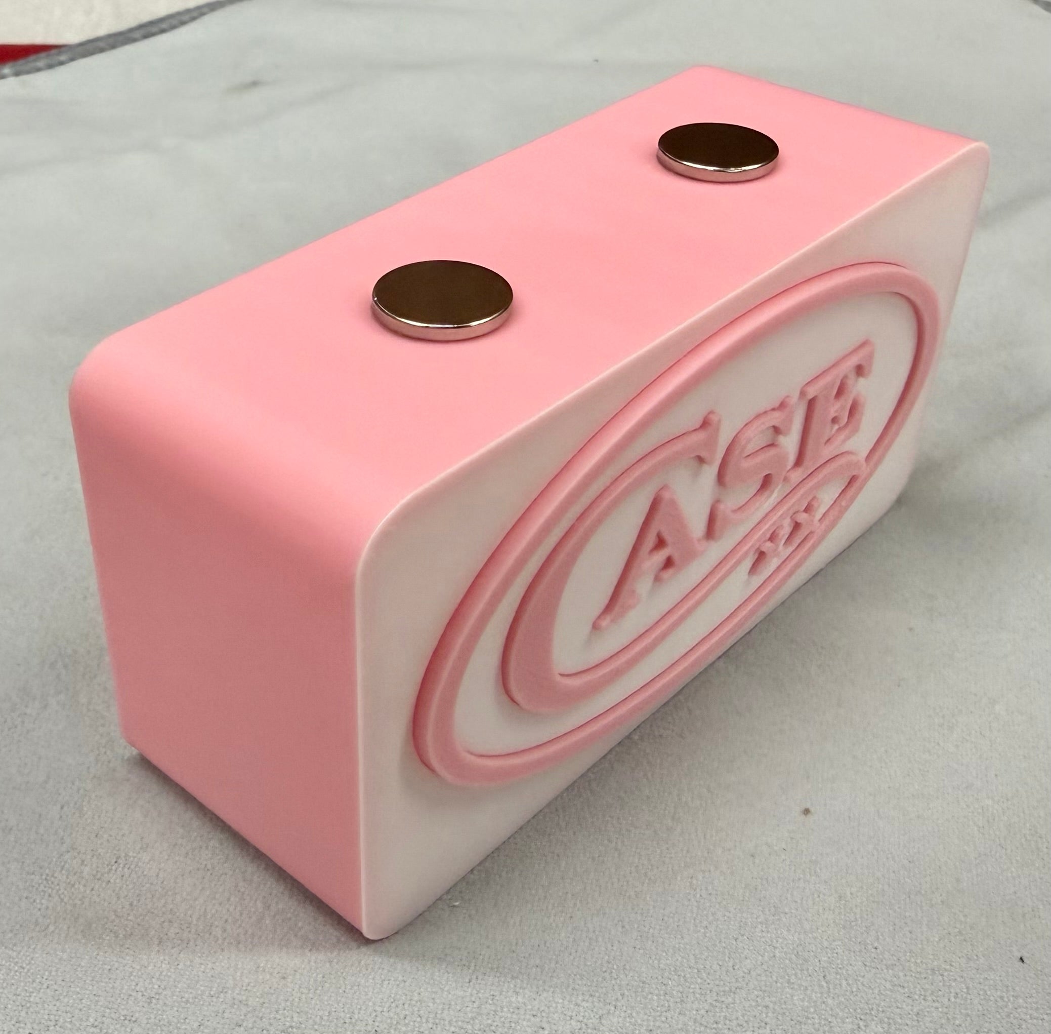 Case XX Knife Display Stand – White & Pink Edition Magnetic 3D Printed EDC Holder (4” x 2” x 1.5”)