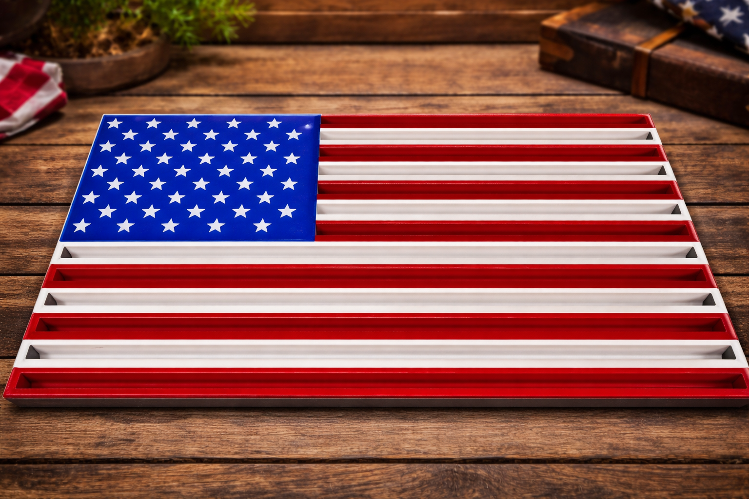 American Flag Challenge Coin Display – 3D Printed Patriotic Coin Holder (5” x 9.5”)
