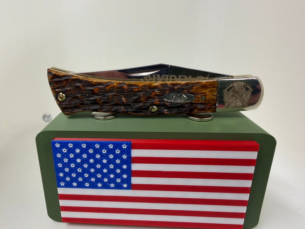 2026 Case XX Axe Handle – Custom Dark Amber Bone – Crossed Axe Edition