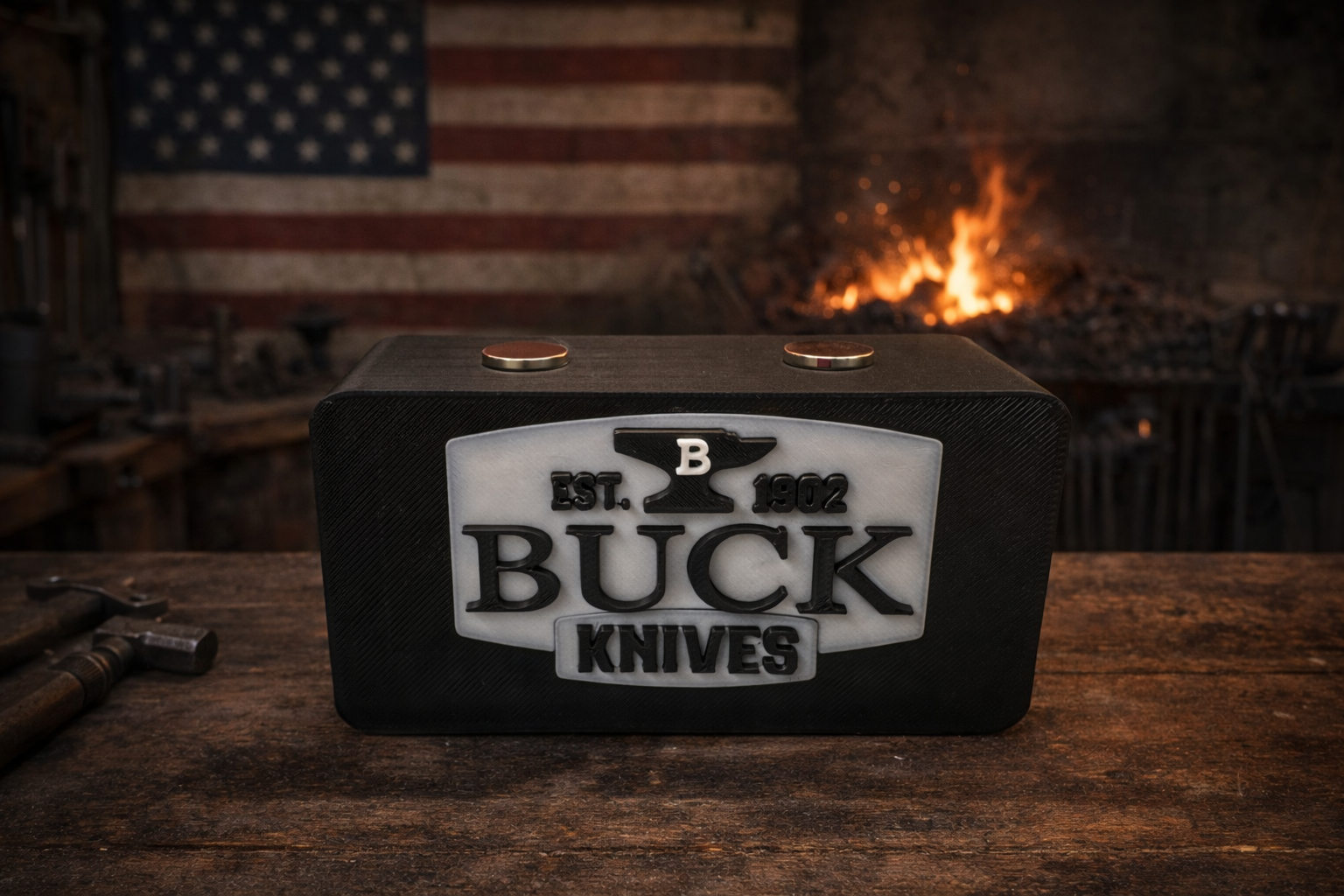 Buck Knives Magnetic Display Stand – Black 3D Printed Knife Holder (4” x 2” x 1.5”)