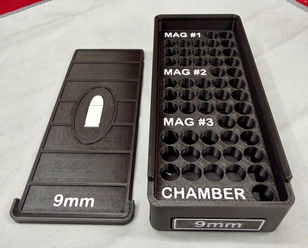 52 Round 9mm Ammo Box In Black & White 3D Printed Sliding Lock Case