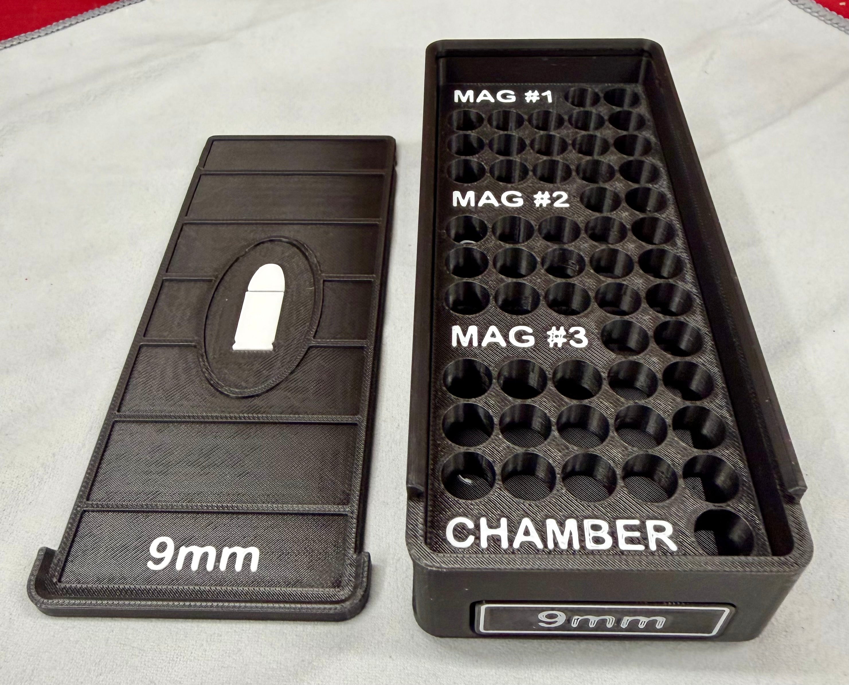 52 Round 9mm Ammo Box In Black & White 3D Printed Sliding Lock Case