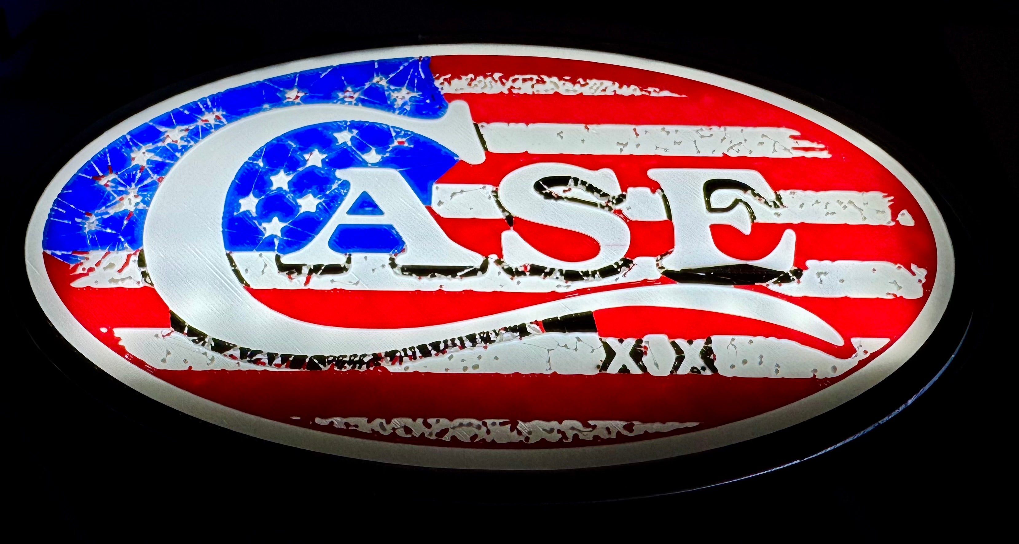 Limited Run Case XX American Flag Light Box – 3D Printed LED Knife Display Sign (10x6x1 1/2)