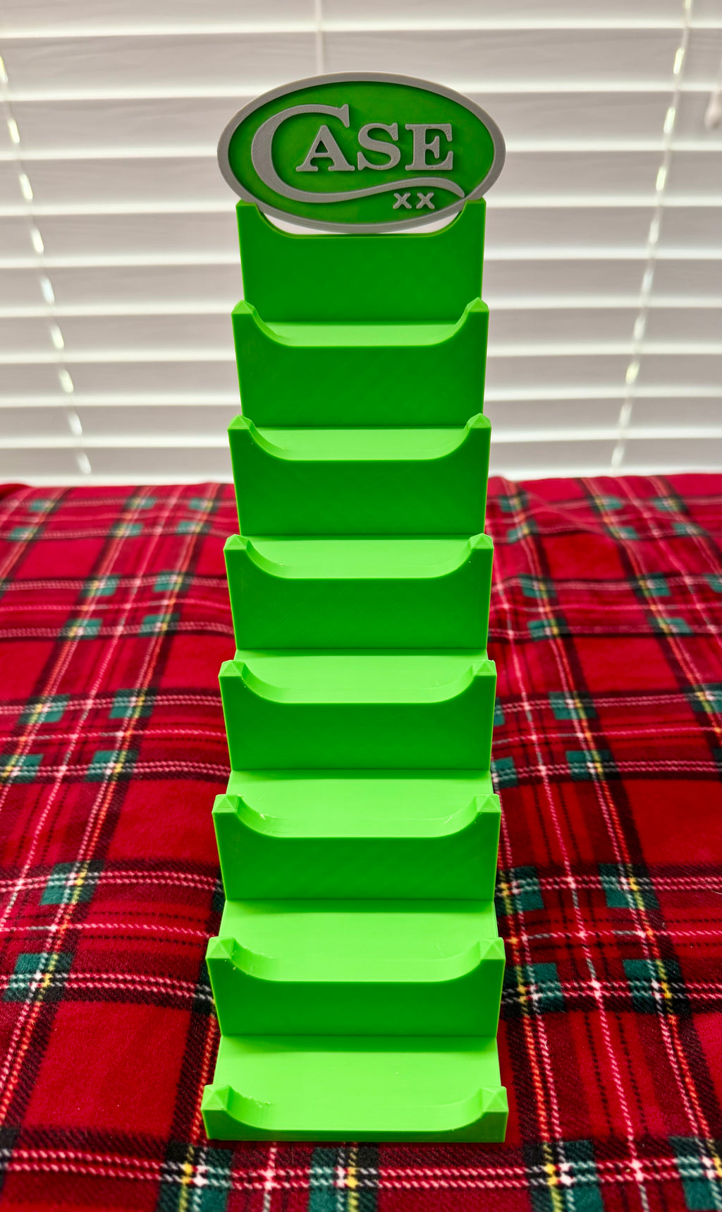 Case XX 7-Tier Knife Display Tower 3D Printed Collector Stand Green with Gray