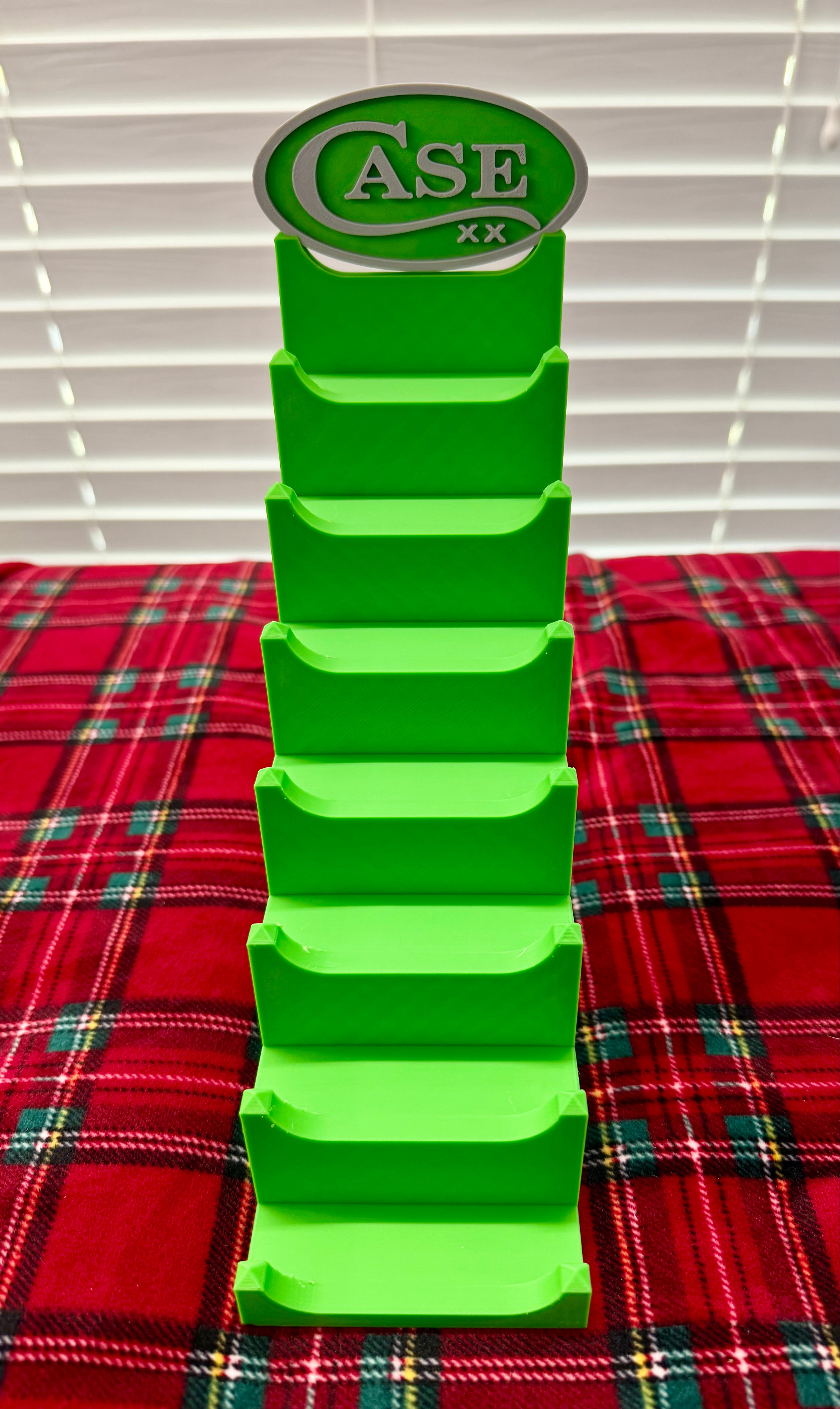 Case XX 7-Tier Knife Display Tower 3D Printed Collector Stand Green with Gray